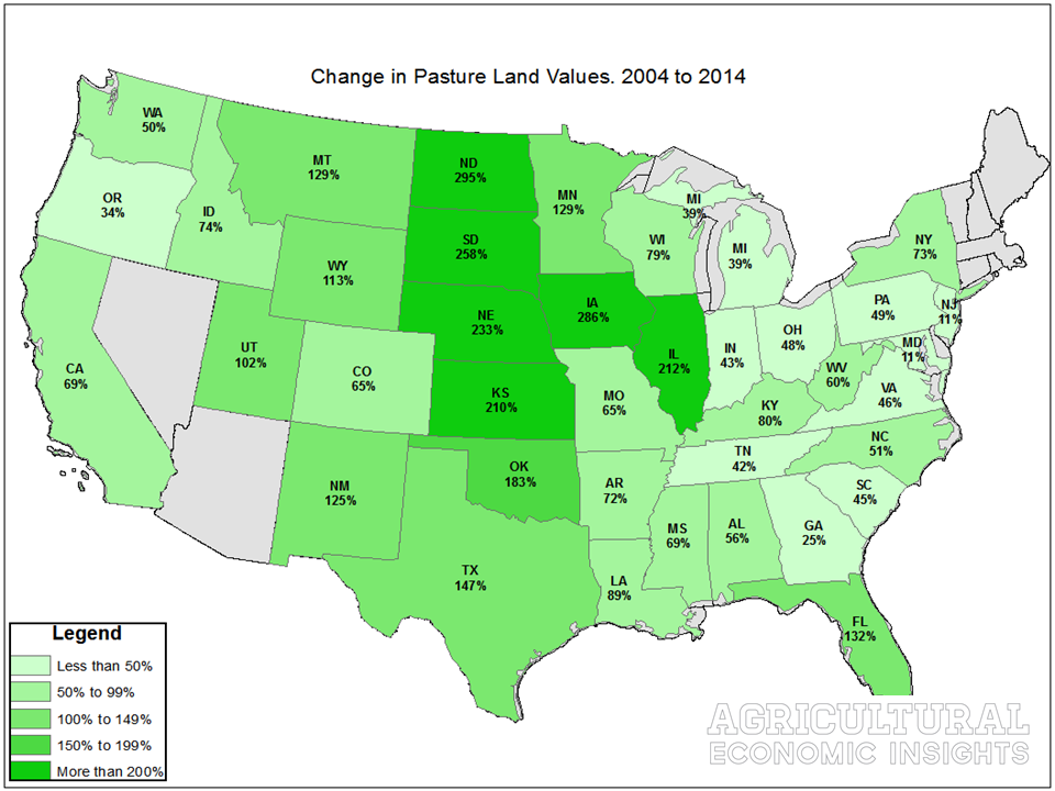Changes in Pasture Land Values. Ag Trends. Agricultural Economic Insights